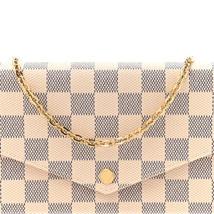 Louis Vuitton Damier Azur Pochette Felicie Chain Wallet Rose Ballerine 8 of 11