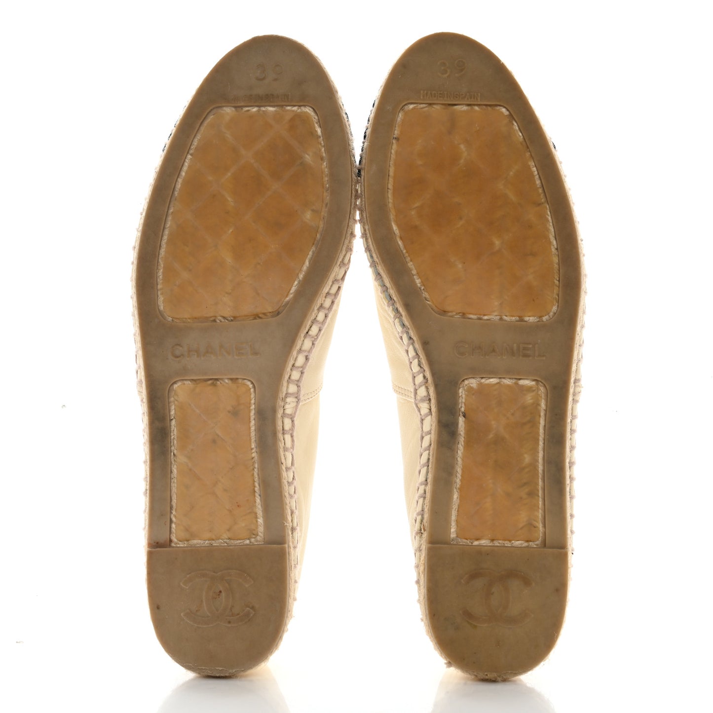 Lambskin CC Espadrilles 39 White Black