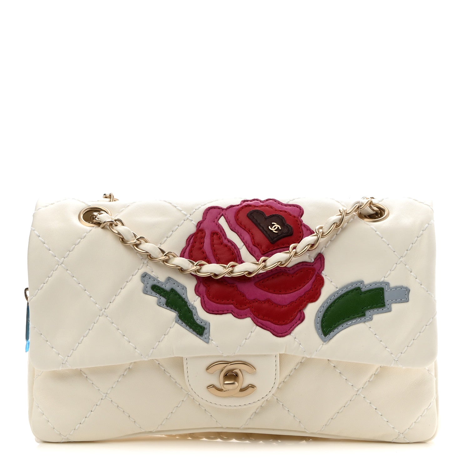 Chanel Lambskin Quilted Flower Patch Single Flap White 1 of 9