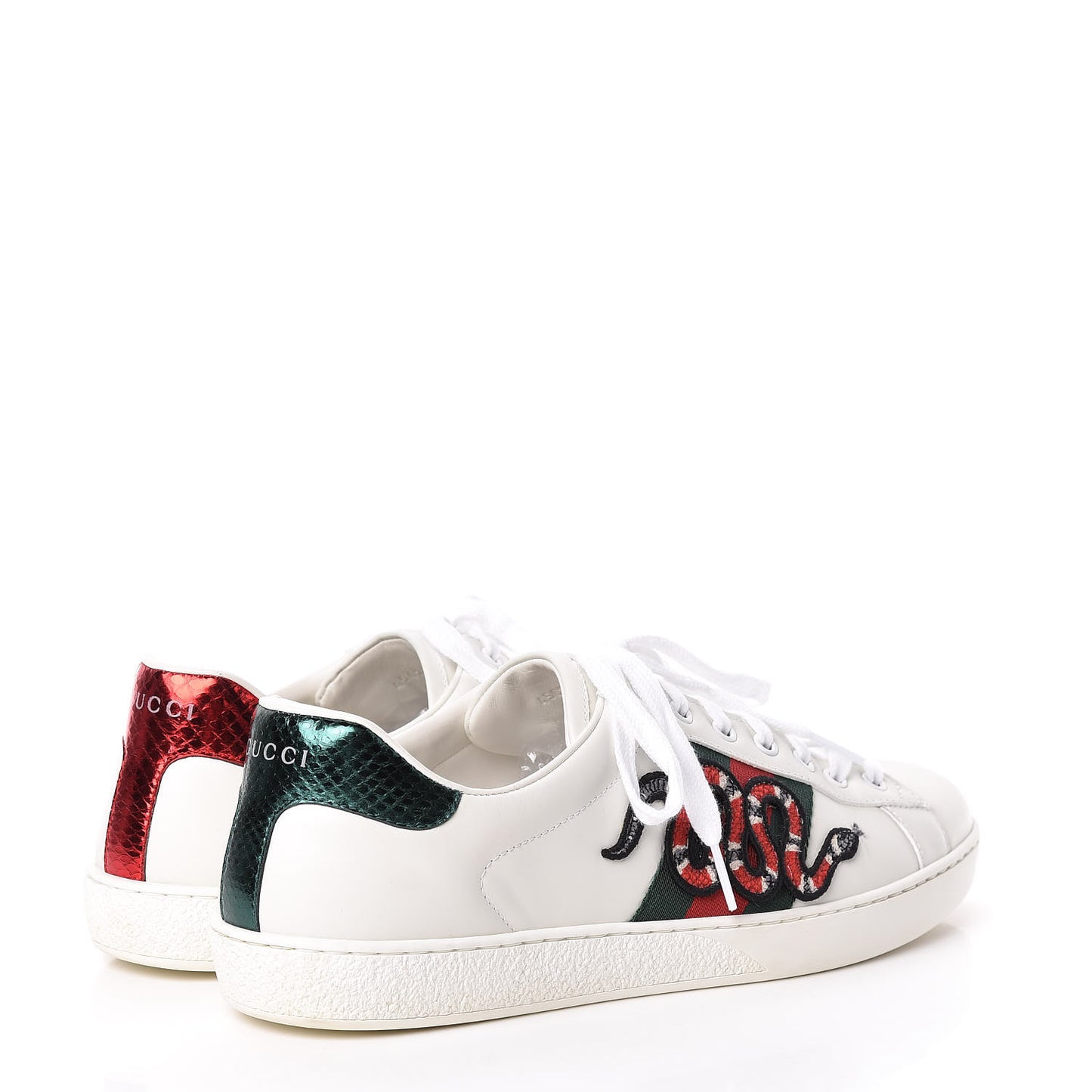 Calfskin Ayers Kingsnake Embroidered Mens Ace Sneakers 9.5 Green Red