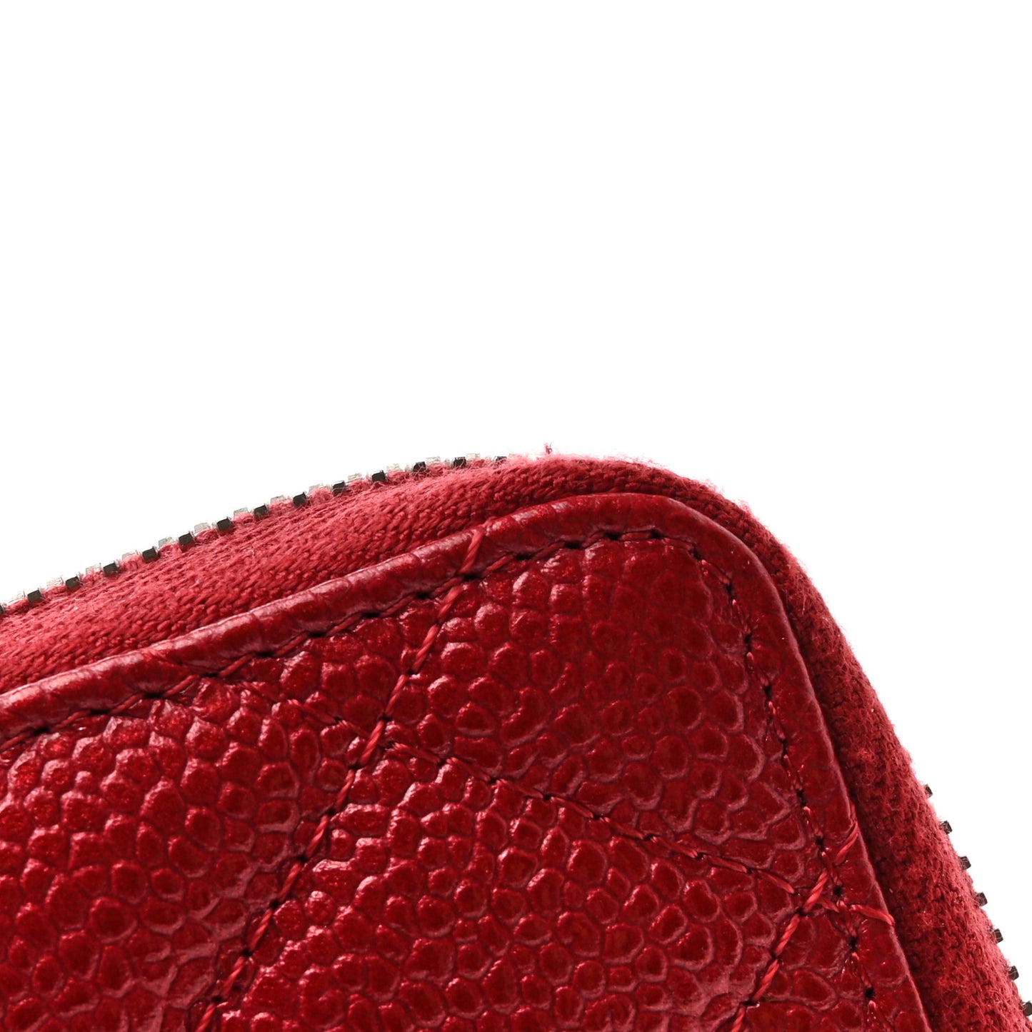 Caviar Quilted Zip Coin Purse Red
