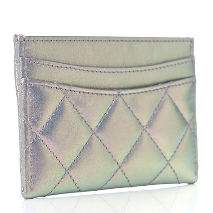 Chanel Iridescent Calfskin Quilted Card Holder Light Purple 3 of 10