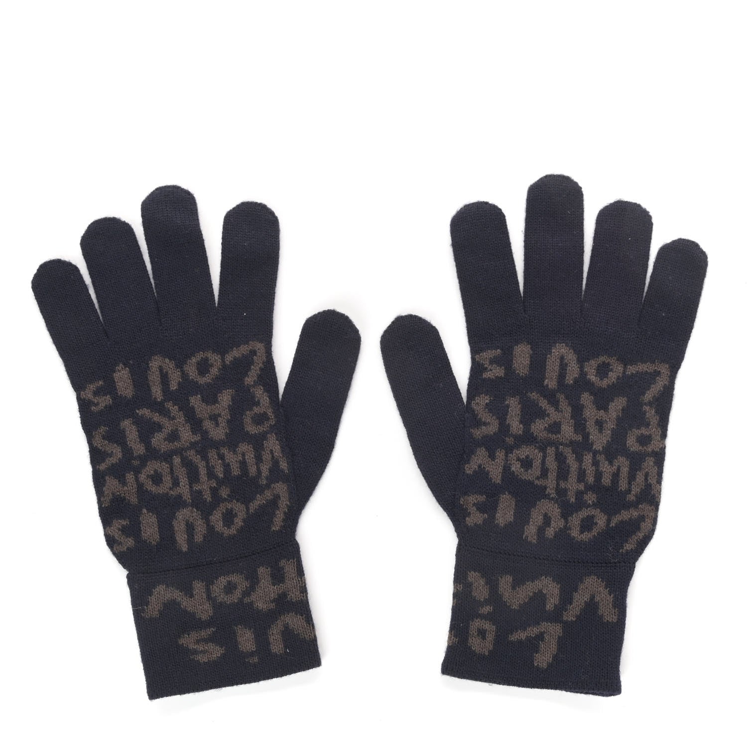 Louis Vuitton Wool Graffiti Gloves Navy 1 of 4