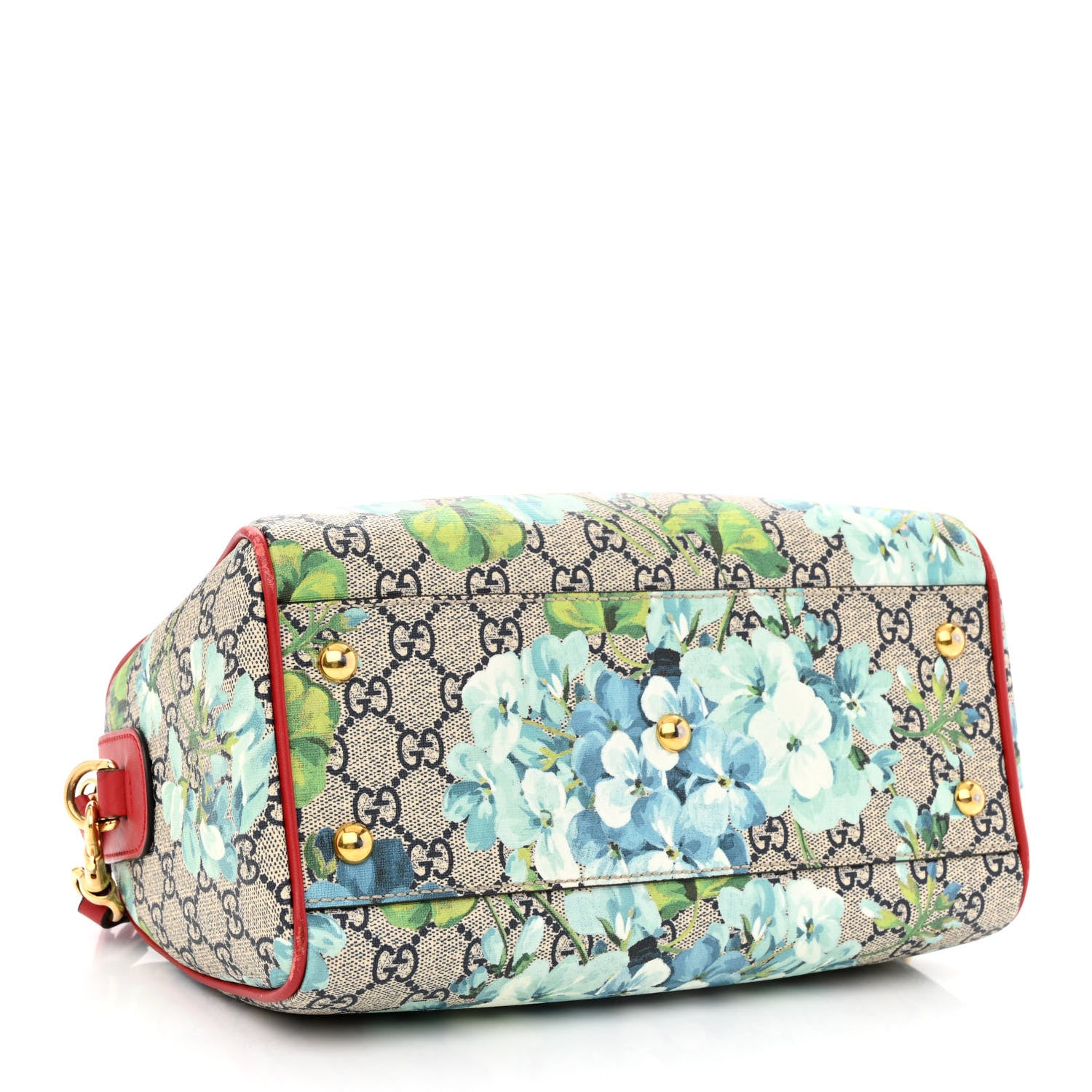 Gucci GG Supreme Monogram Blooms Small Boston Beige Blue Navy Hibiscus Red 4 of 10