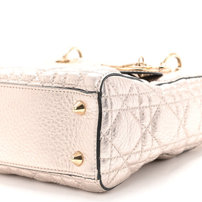 Christian Dior Metallic Grained Calfskin Cannage Small Supple Lady Dior Pale Gold 9 of 11