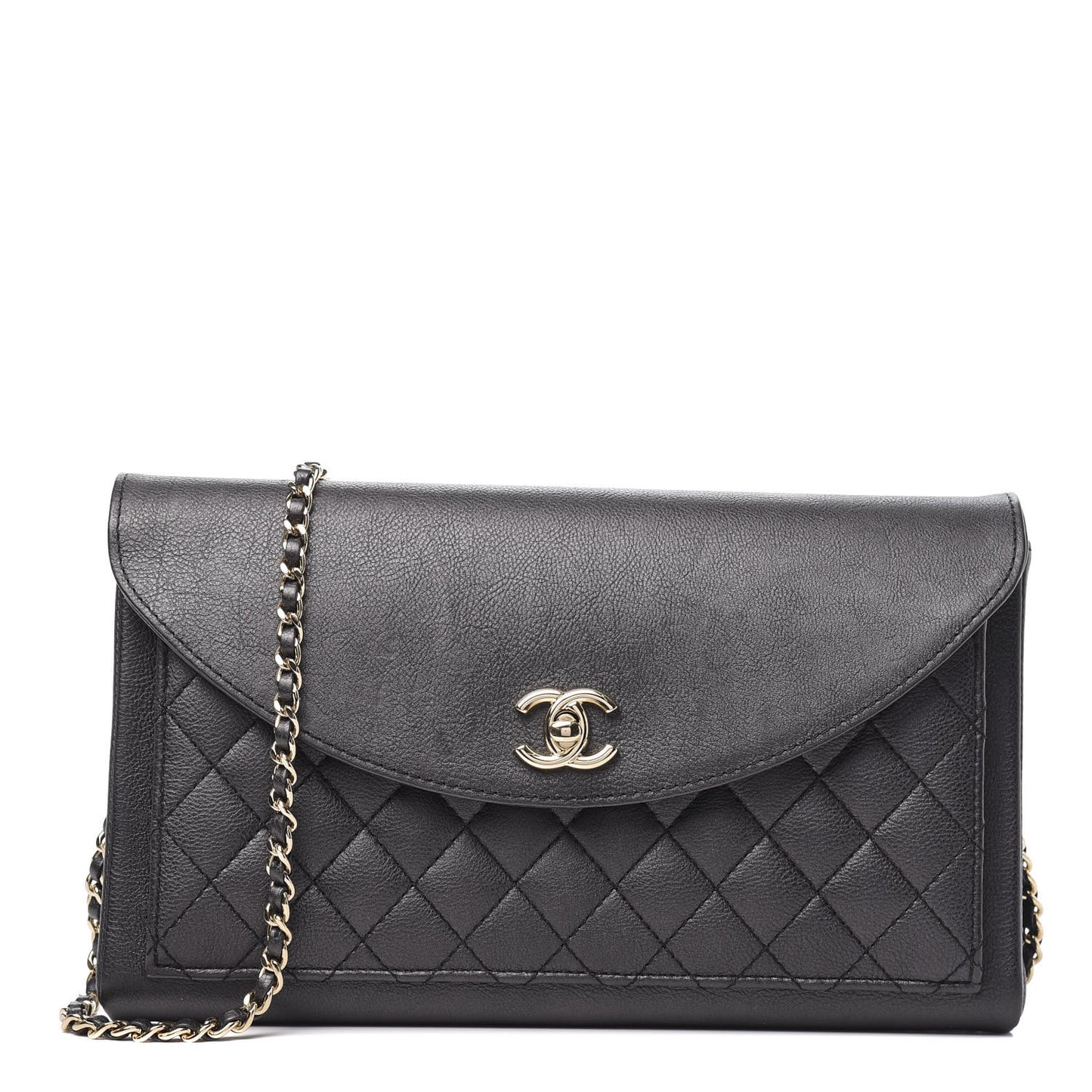Calfskin Quilted Smart Pocket Flap Bag Dark Gray