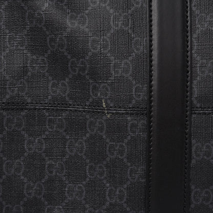 Gucci Soft GG Supreme Monogram Appia Calfskin Web Large Carry On Duffle Bag Black Grey 9 of 10
