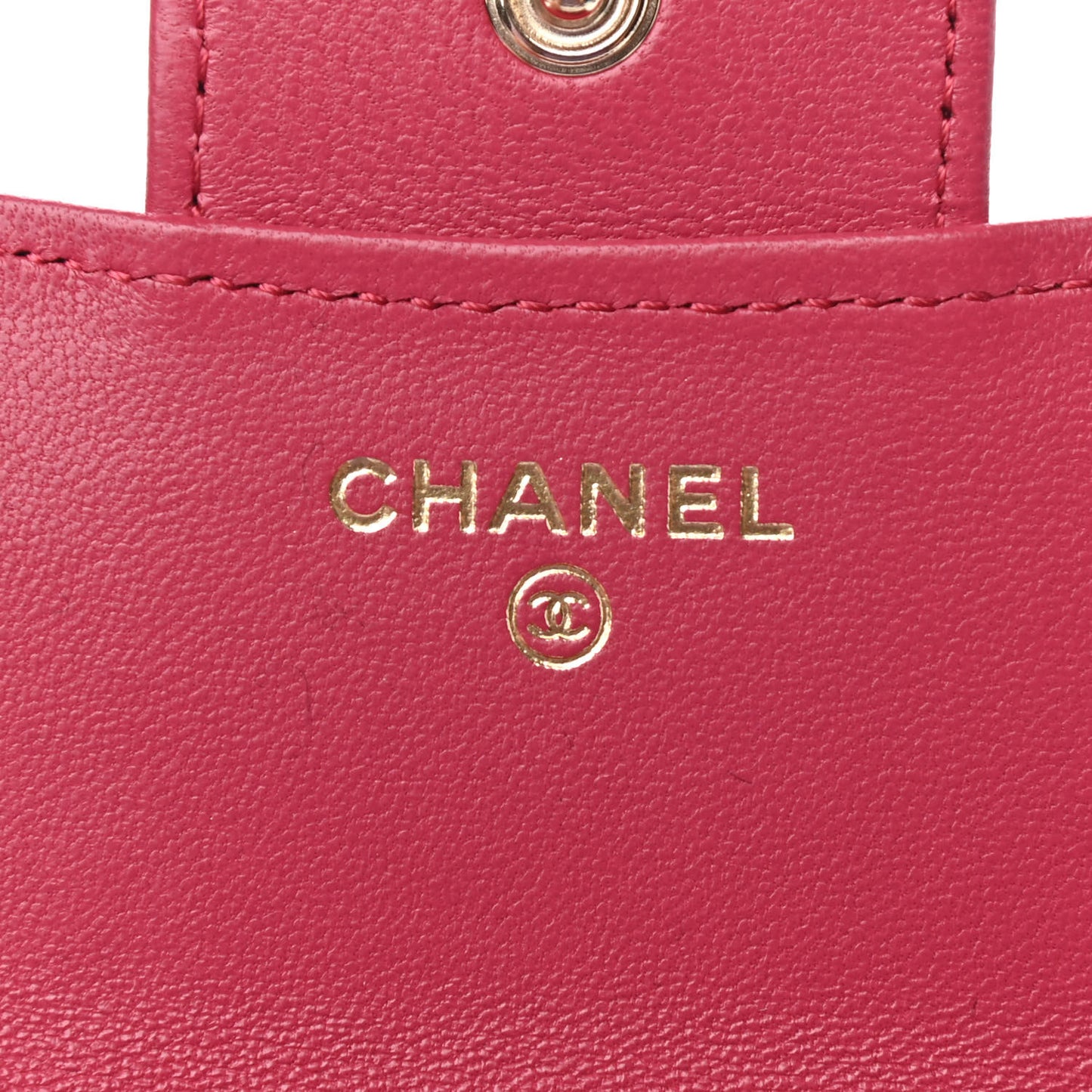 Lambskin Quilted Top Handle Flap Coin Purse With Chain Dark Pink