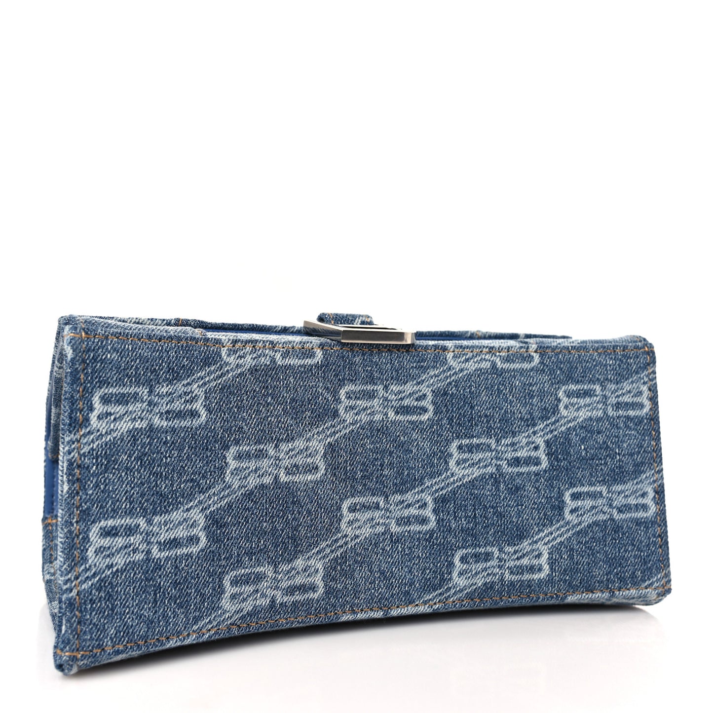 Denim BB Monogram Small Hourglass Top Handle Bag Blue