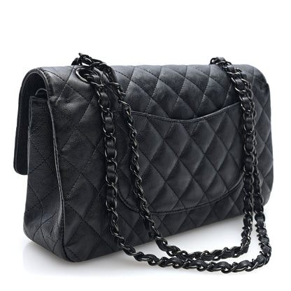 Chanel Crumpled Calfskin Quilted Medium Double Flap So Black 3 of 10