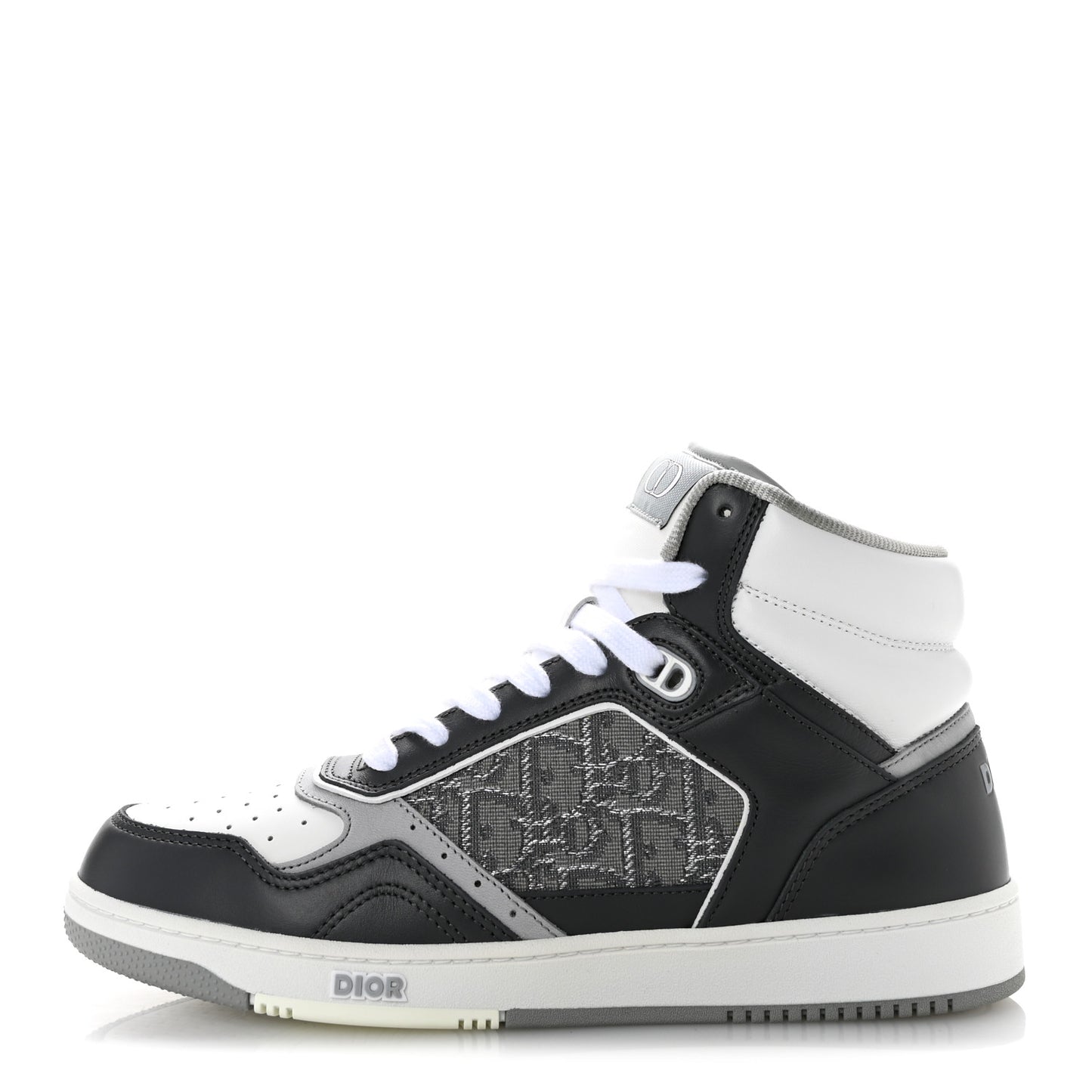 Smooth Calfskin Jacquard Oblique Mens B27 High Top Sneakers 40 Grey