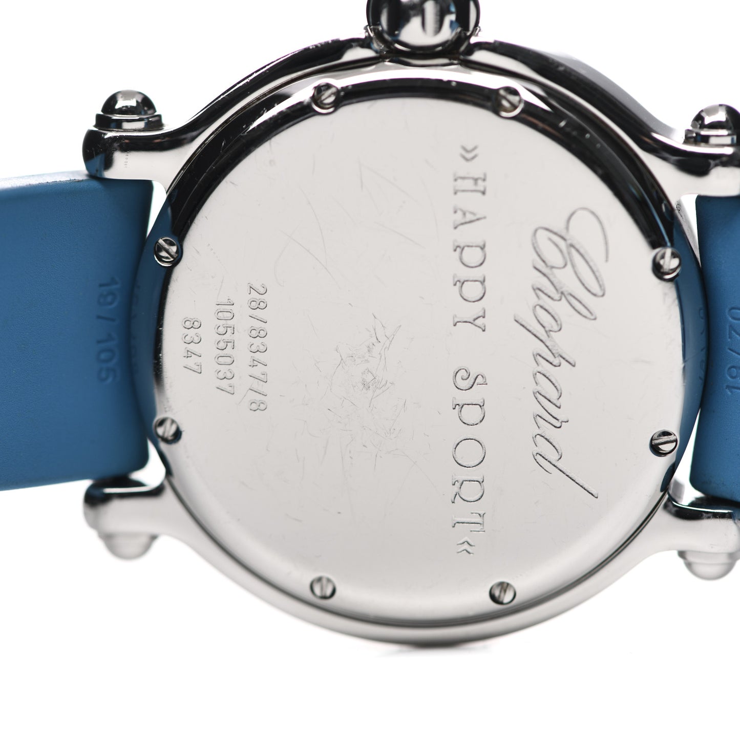 Stainless Steel Rubber Diamond 38mm Happy Sport Fish Quartz Watch Blue