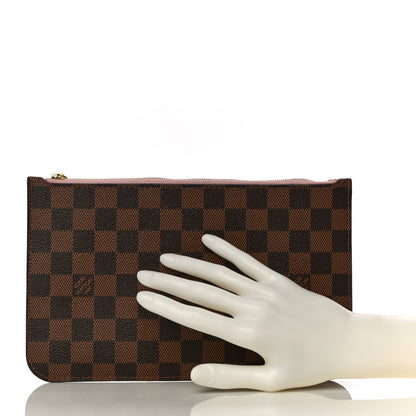 Louis Vuitton Damier Ebene Neverfull MM GM Pochette Rose Ballerine 2 of 10