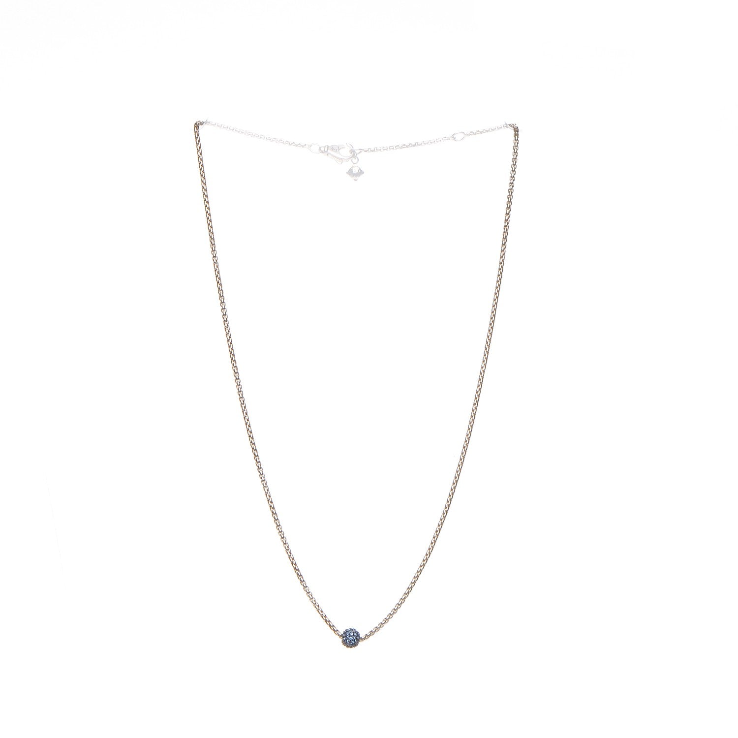 David Yurman Sterling Silver Blue Sapphire 6mm Petite Pave Necklace 3 of 5