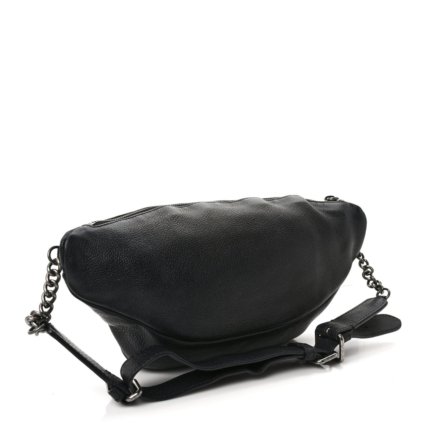 Grained Calfskin Quilted Casual Rock Waist Bag Fanny Pack Black