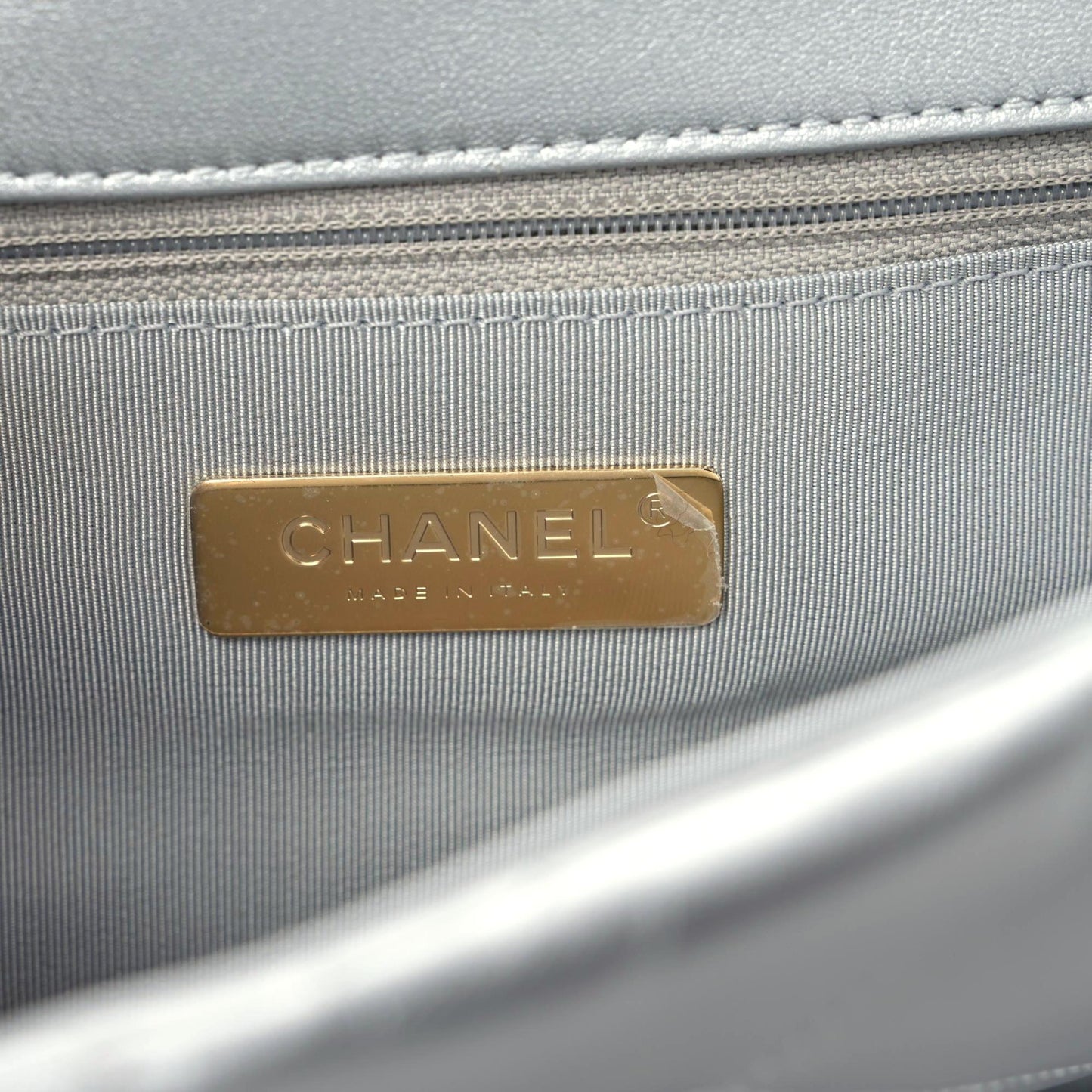 Metallic Goatskin Quilted Maxi Chanel 19 Flap Silver