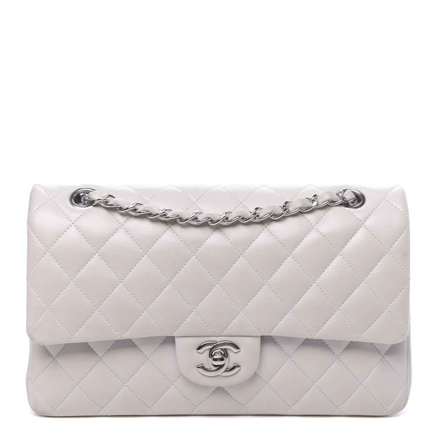 Lambskin Quilted Medium Double Flap White