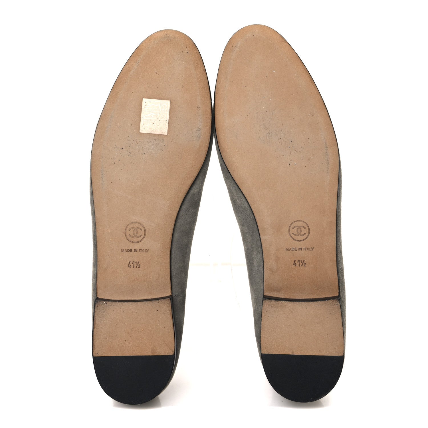 Chanel Suede Lambskin Cap Toe CC Ballerina Flats 41.5 Dark Grey Black 7 of 11