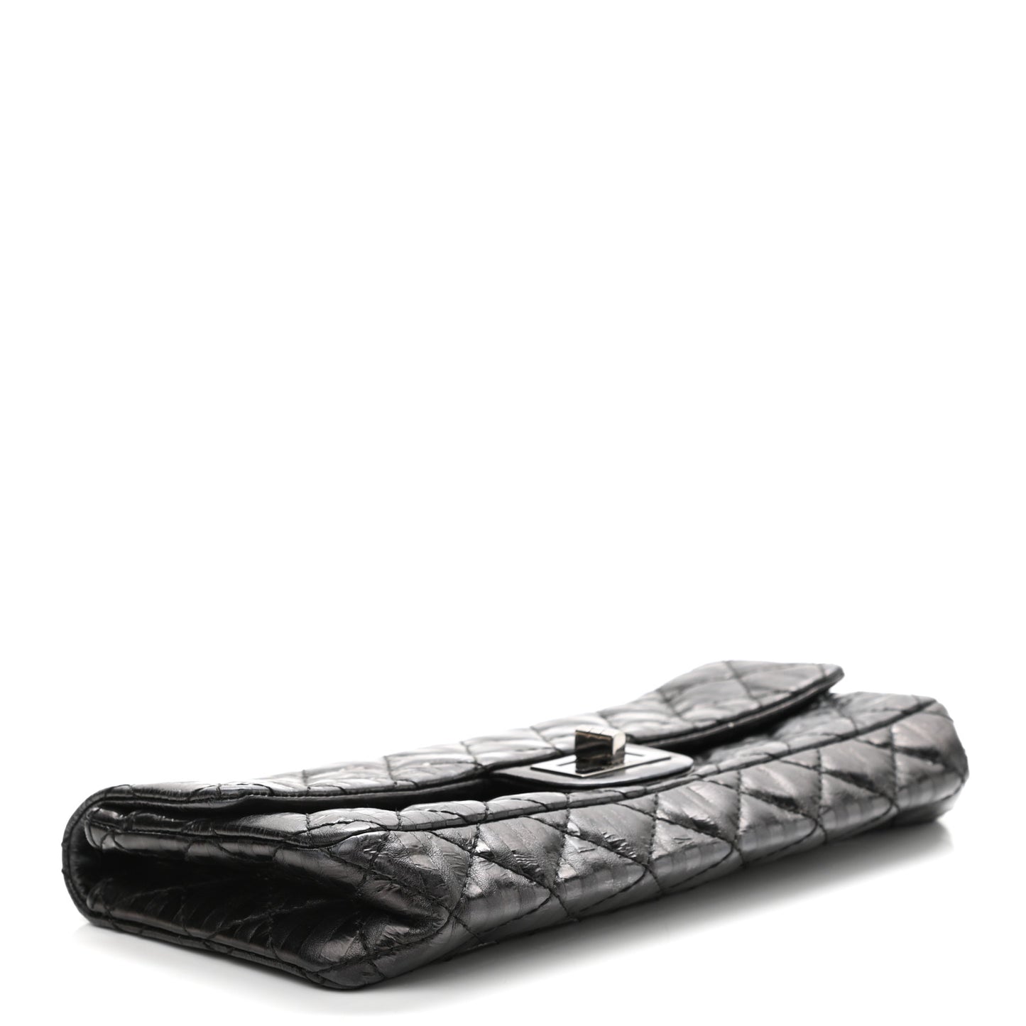 Metallic Calfskin Striped 2.55 Reissue Flap Black