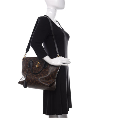 Louis Vuitton Monogram Flower Zipped Tote MM Black 3 of 9