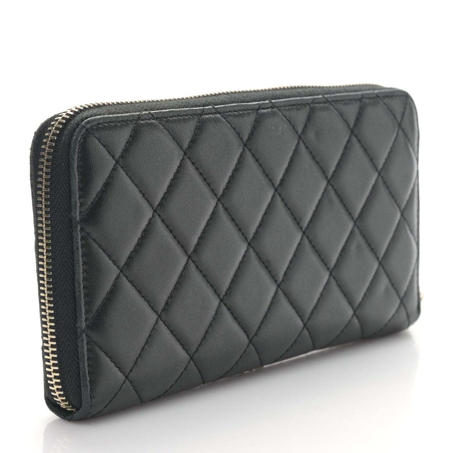 Chanel Lambskin Zip Around Large Gusset Wallet With Pearl Chain Black 3 of 11