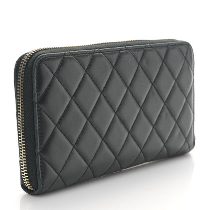 Chanel Lambskin Zip Around Large Gusset Wallet With Pearl Chain Black 3 of 11