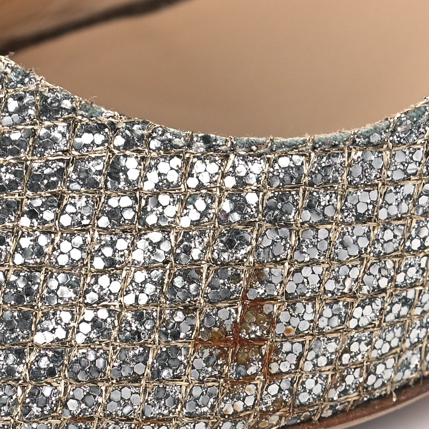 Glitter Fabric Baxen Peep Toe Wedges 36.5 Silver Gold