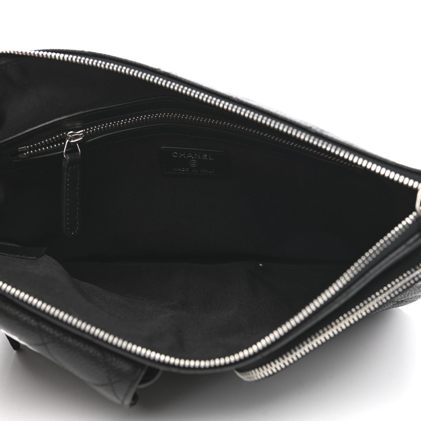 Caviar Quilted Zipped Multi Pouch Black