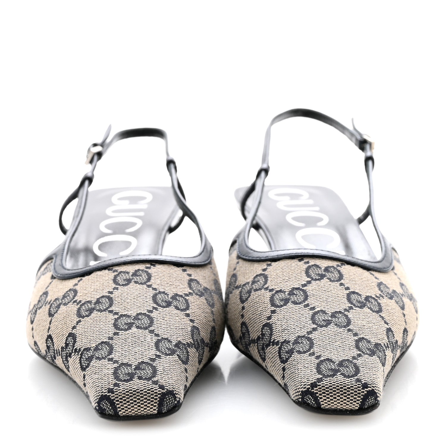 Gucci GG Monogram Malaga Kid Square G 75mm Slingback Pumps 40 Black 3 of 8