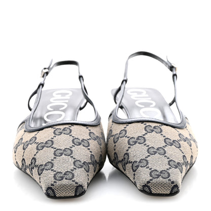 Gucci GG Monogram Malaga Kid Square G 75mm Slingback Pumps 40 Black 3 of 8