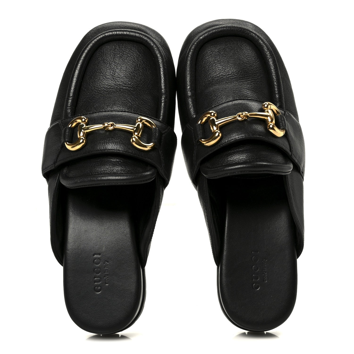 Gucci Goatskin Auroville Horsebit Mules 37.5 Black 2 of 9