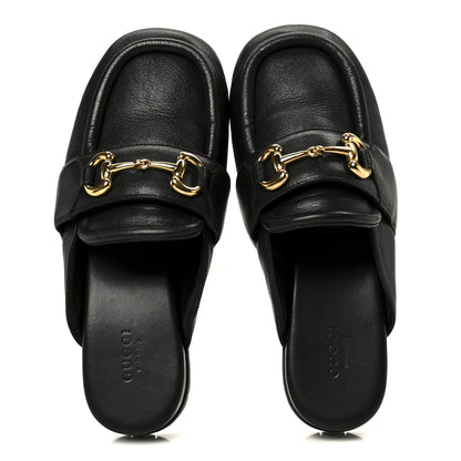 Gucci Goatskin Auroville Horsebit Mules 37.5 Black 2 of 9