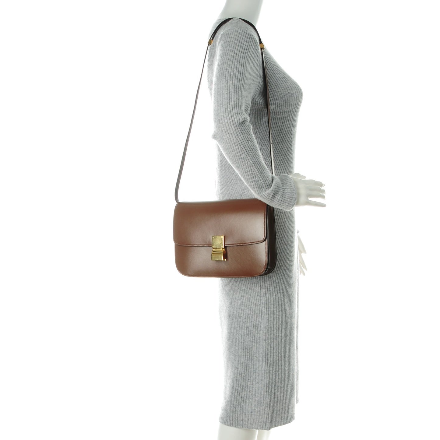 Box Calfskin Medium Classic Box Flap Bag Camel