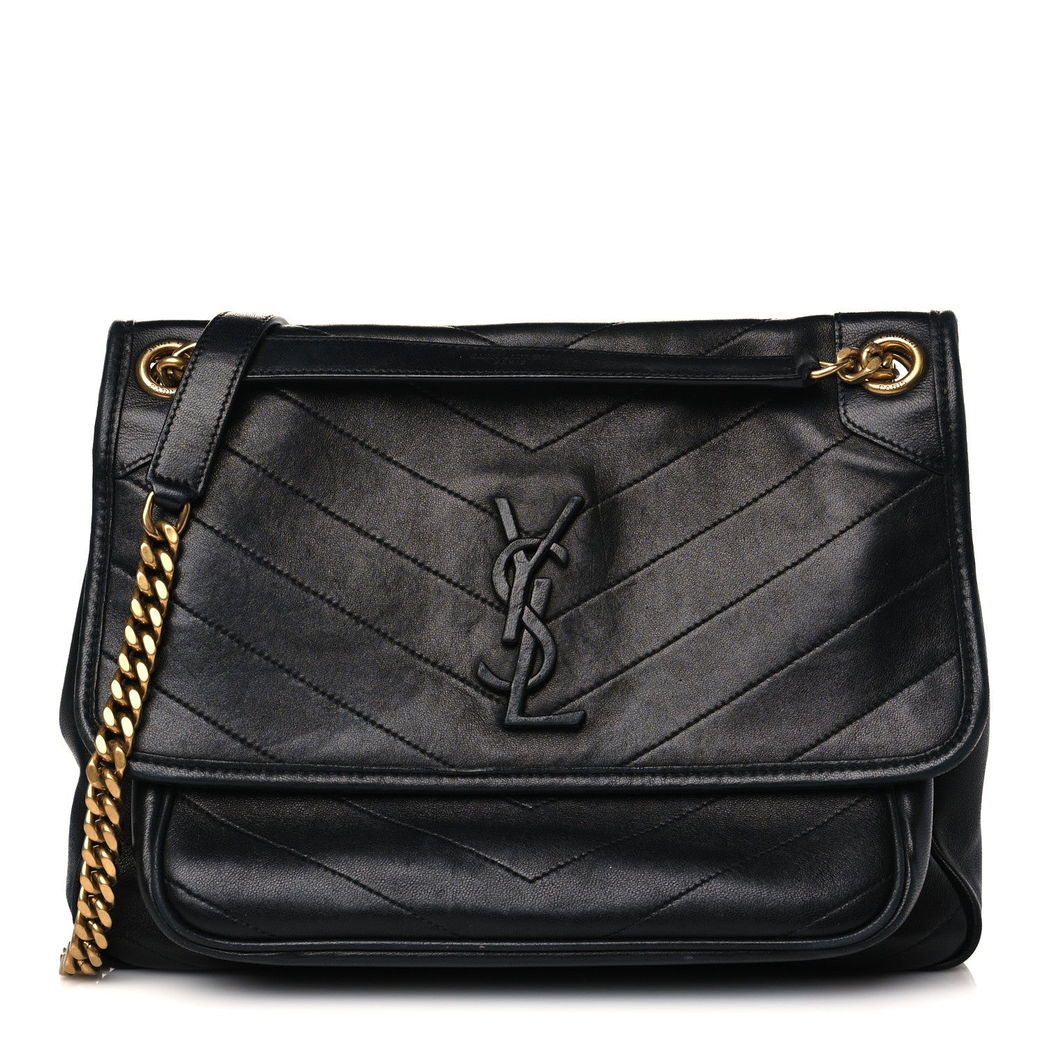 Saint Laurent Lambskin Matelasse Monogram Medium Niki Chain Satchel Black 1 of 11