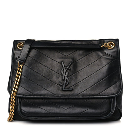 Saint Laurent Lambskin Matelasse Monogram Medium Niki Chain Satchel Black 1 of 11