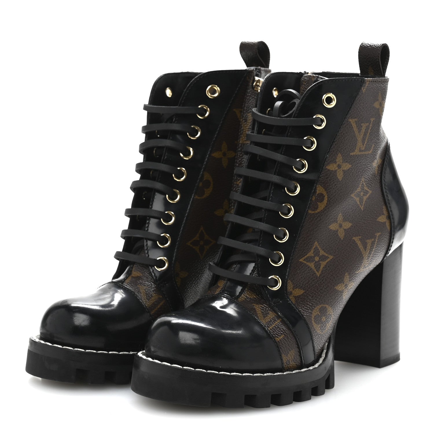 Louis Vuitton Patent Calfskin Monogram Star Trail Ankle Boots 36.5 Black 4 of 10