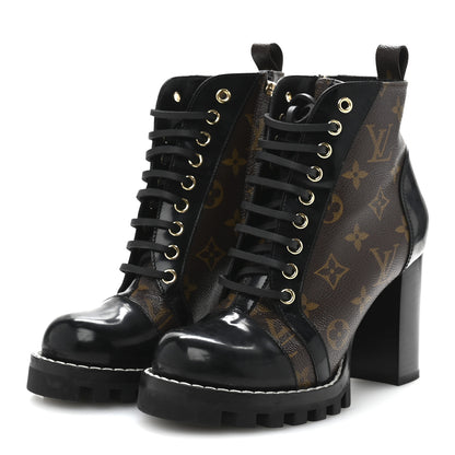 Louis Vuitton Patent Calfskin Monogram Star Trail Ankle Boots 36.5 Black 4 of 10