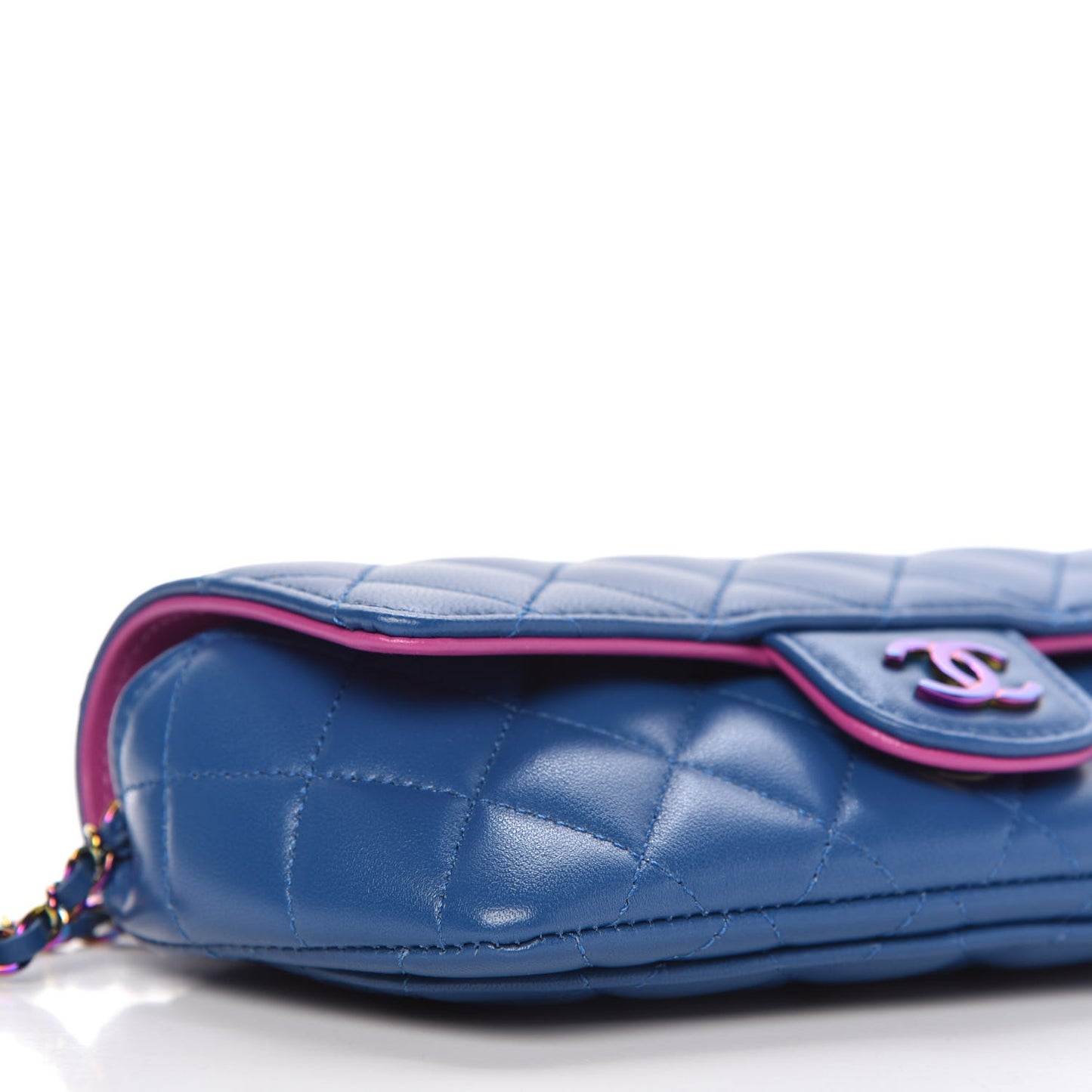 Lambskin Quilted Glasses Case With Chain Blue Purple