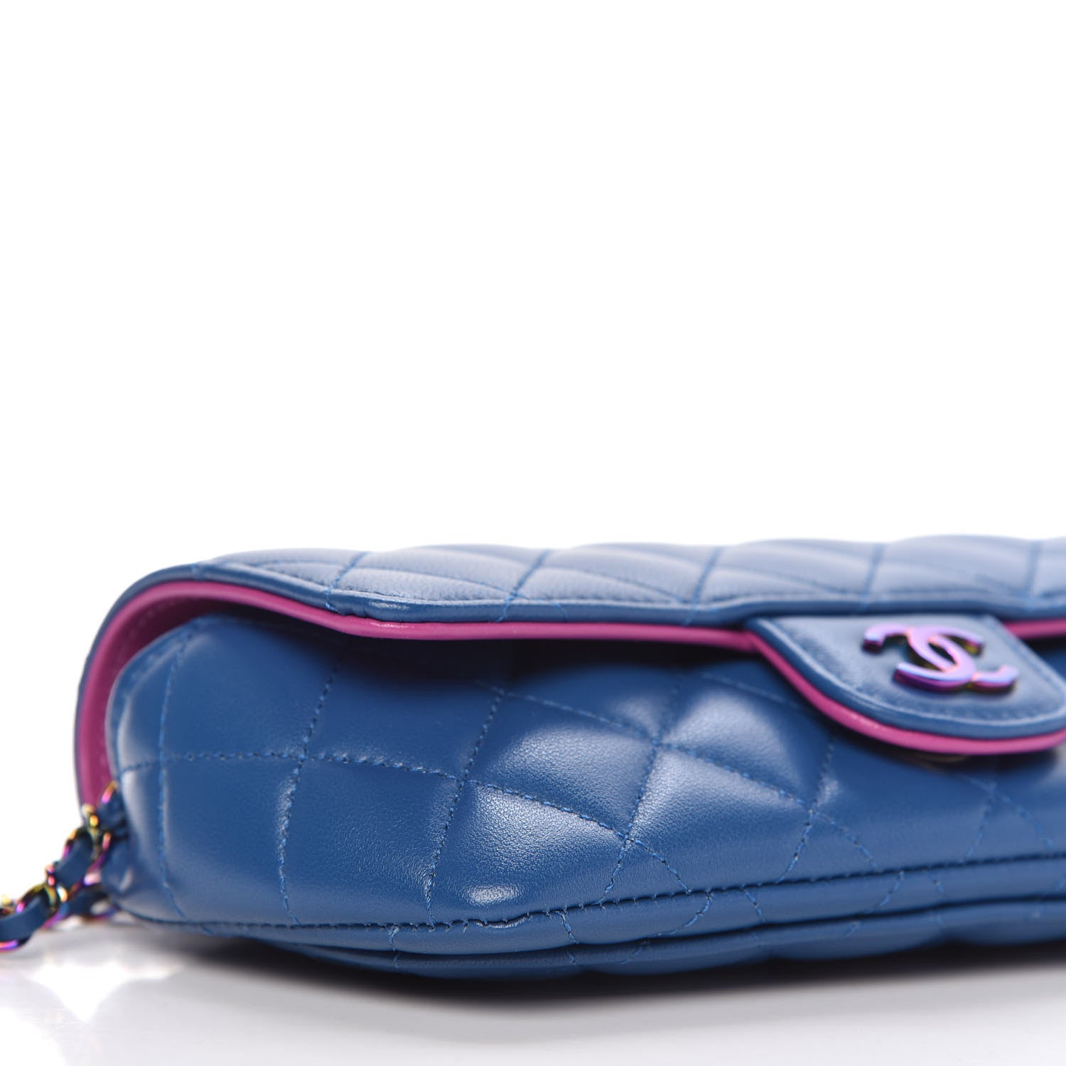 Chanel Lambskin Quilted Glasses Case With Chain Blue Purple 6 of 11
