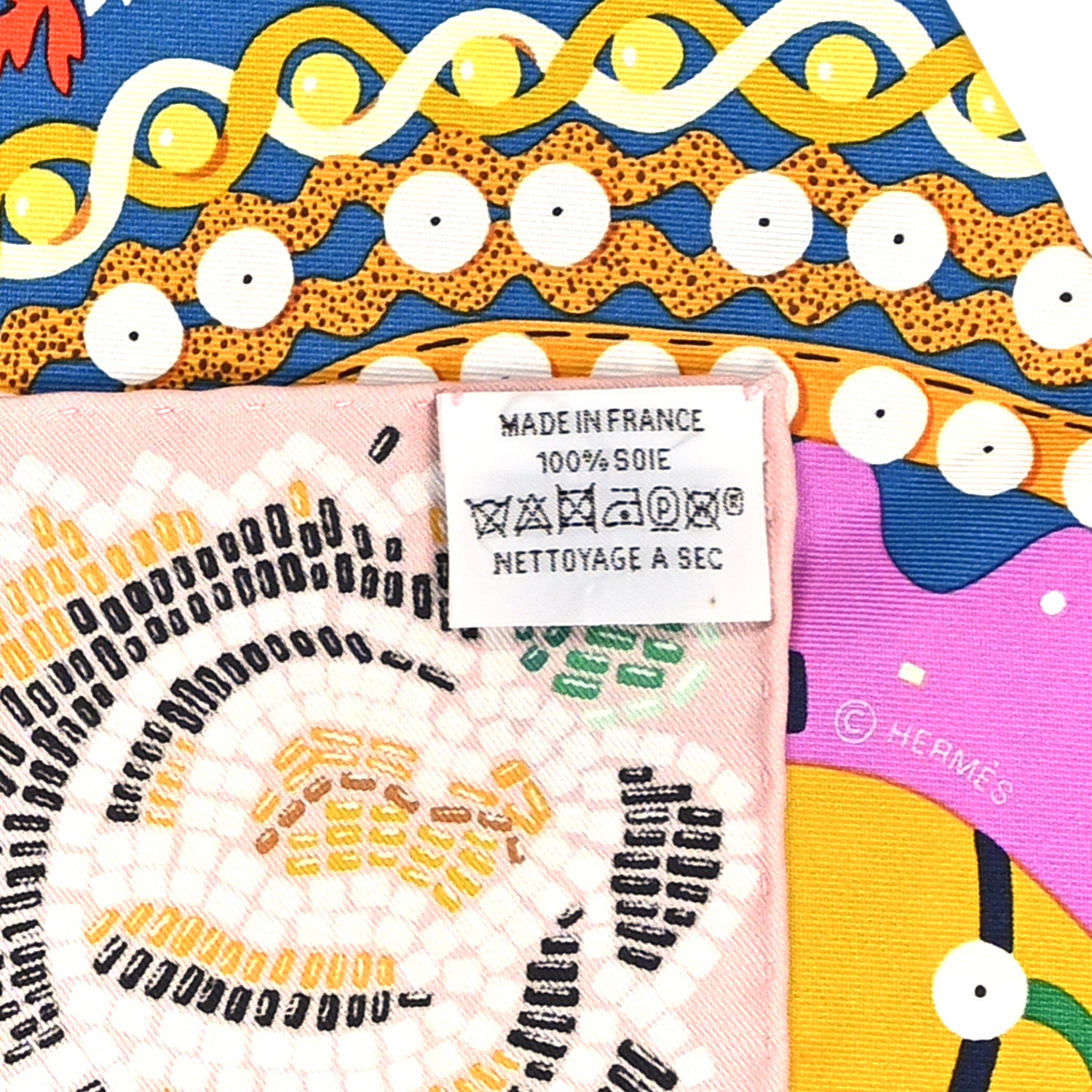 Hermes Silk Costume de Fete Scarf 90 Rose Poudre Cyclamen Jaune 2 of 3