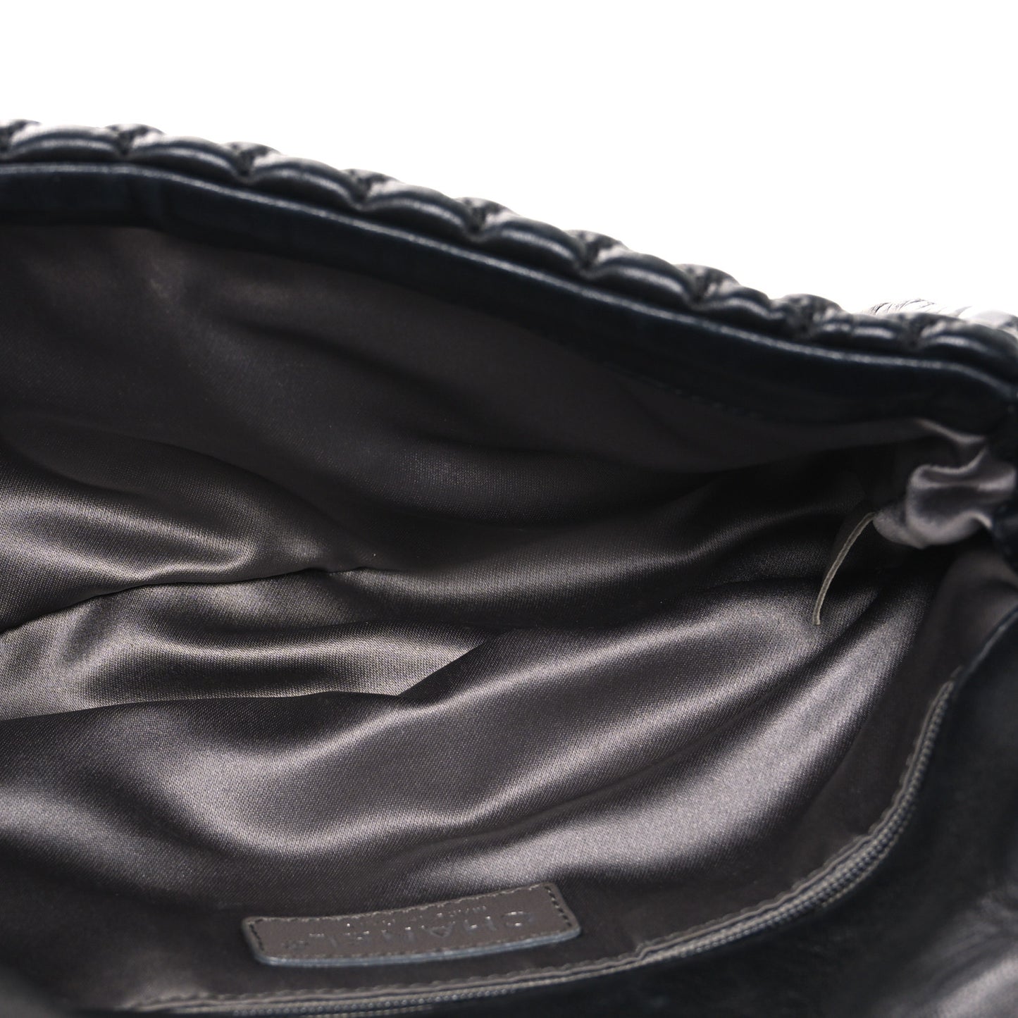 Lambskin Crochet Embroidered Shoulder Bag Black