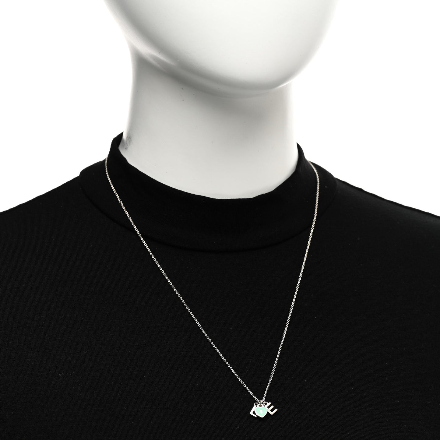 Sterling Silver Enamel Love Lock Pendant Necklace Blue