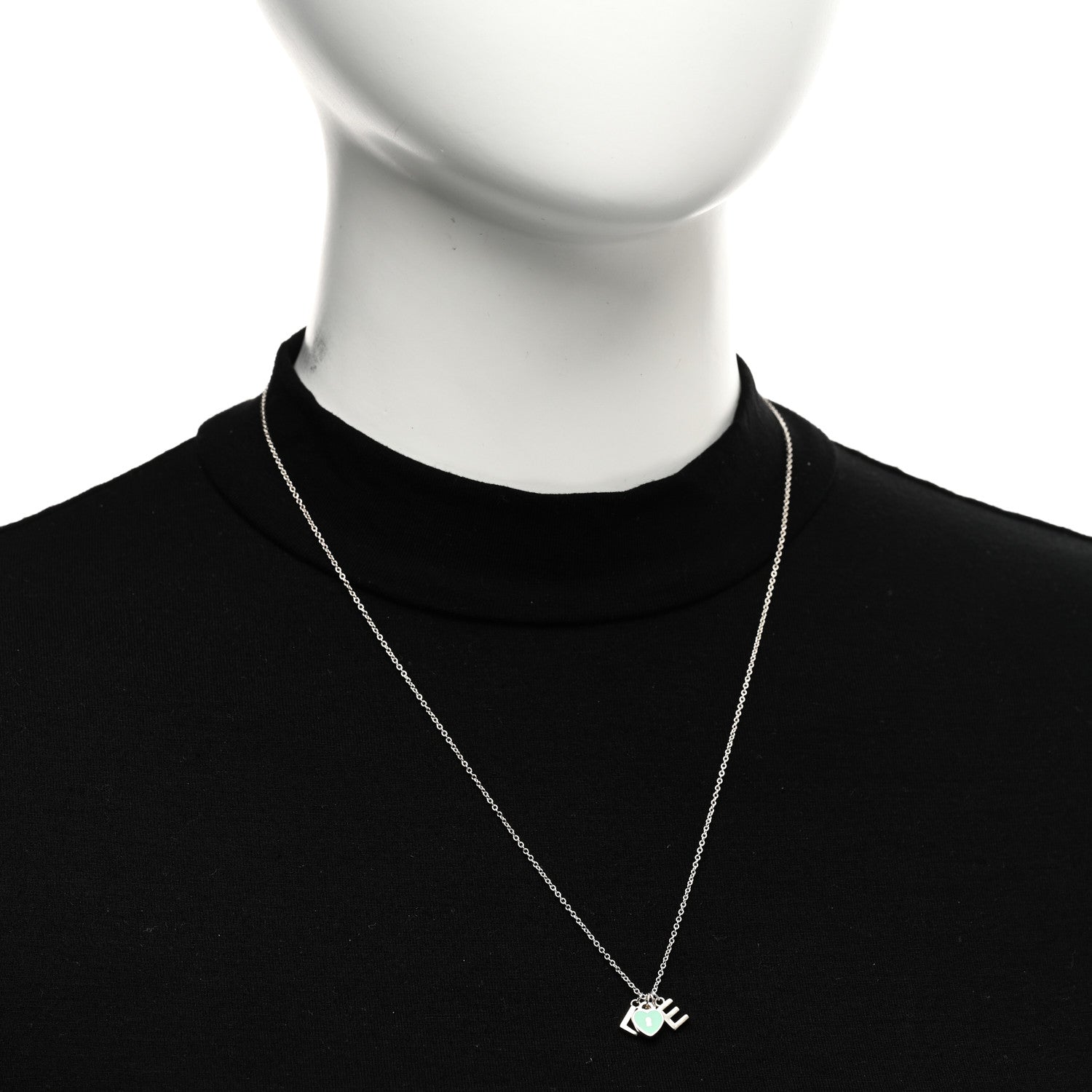 Tiffany Sterling Silver Enamel Love Lock Pendant Necklace Blue 2 of 5