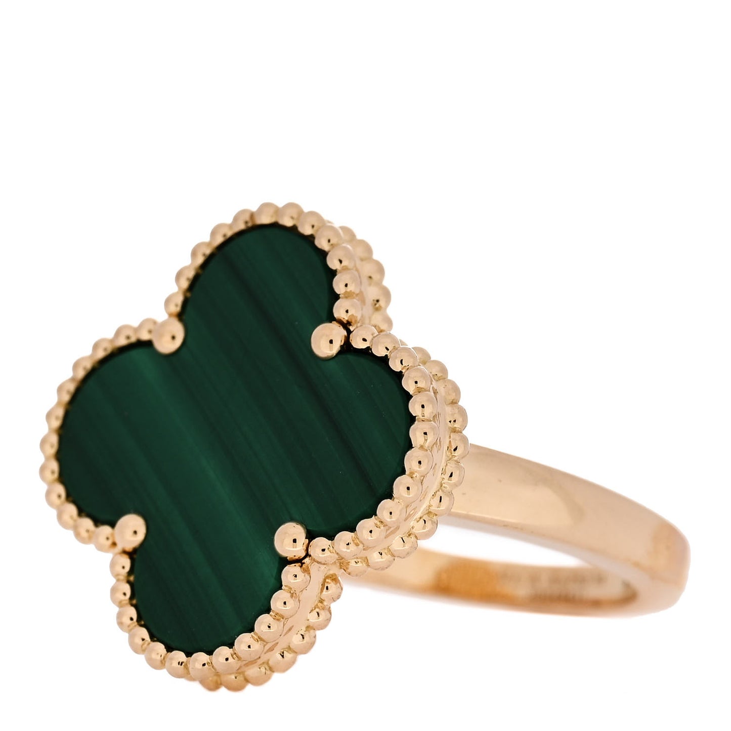 18K Yellow Gold Malachite Magic Alhambra Ring 55 7.25
