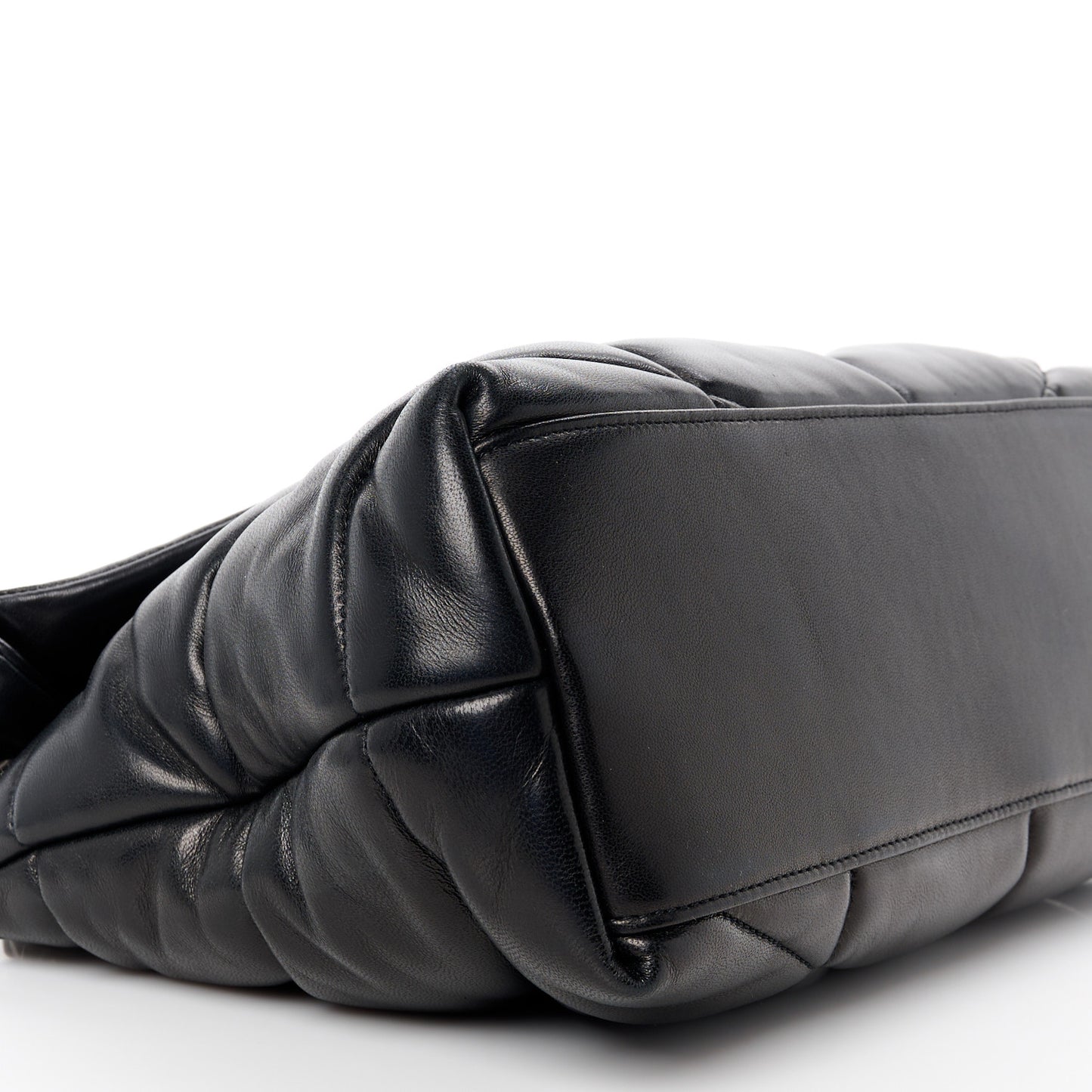Lambskin Quilted Medium Loulou Puffer Monogram Chain Satchel Black
