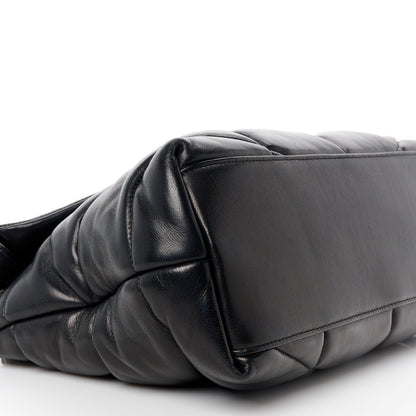 Saint Laurent Lambskin Quilted Medium Loulou Puffer Monogram Chain Satchel Black 9 of 10
