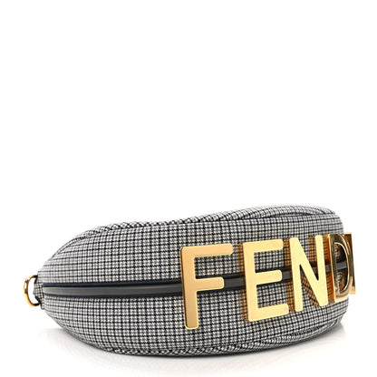 Fendi Wool Vitello Grace Small Houndstooth Small Fendigraphy Hobo Bag Grigio Anthracite 4 of 9