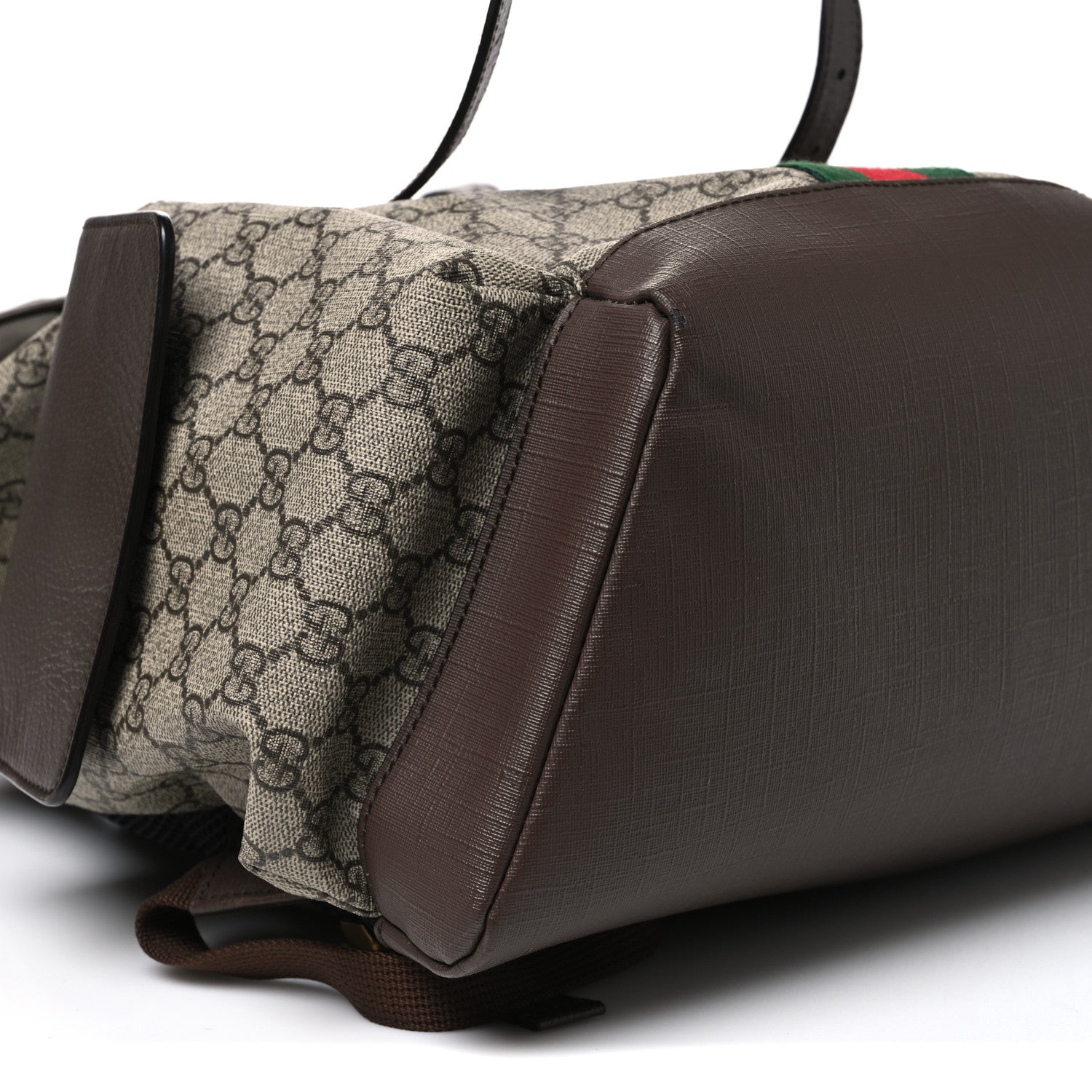 Gucci GG Supreme Monogram Medium Ophidia Double Buckle Backpack Brown 9 of 11