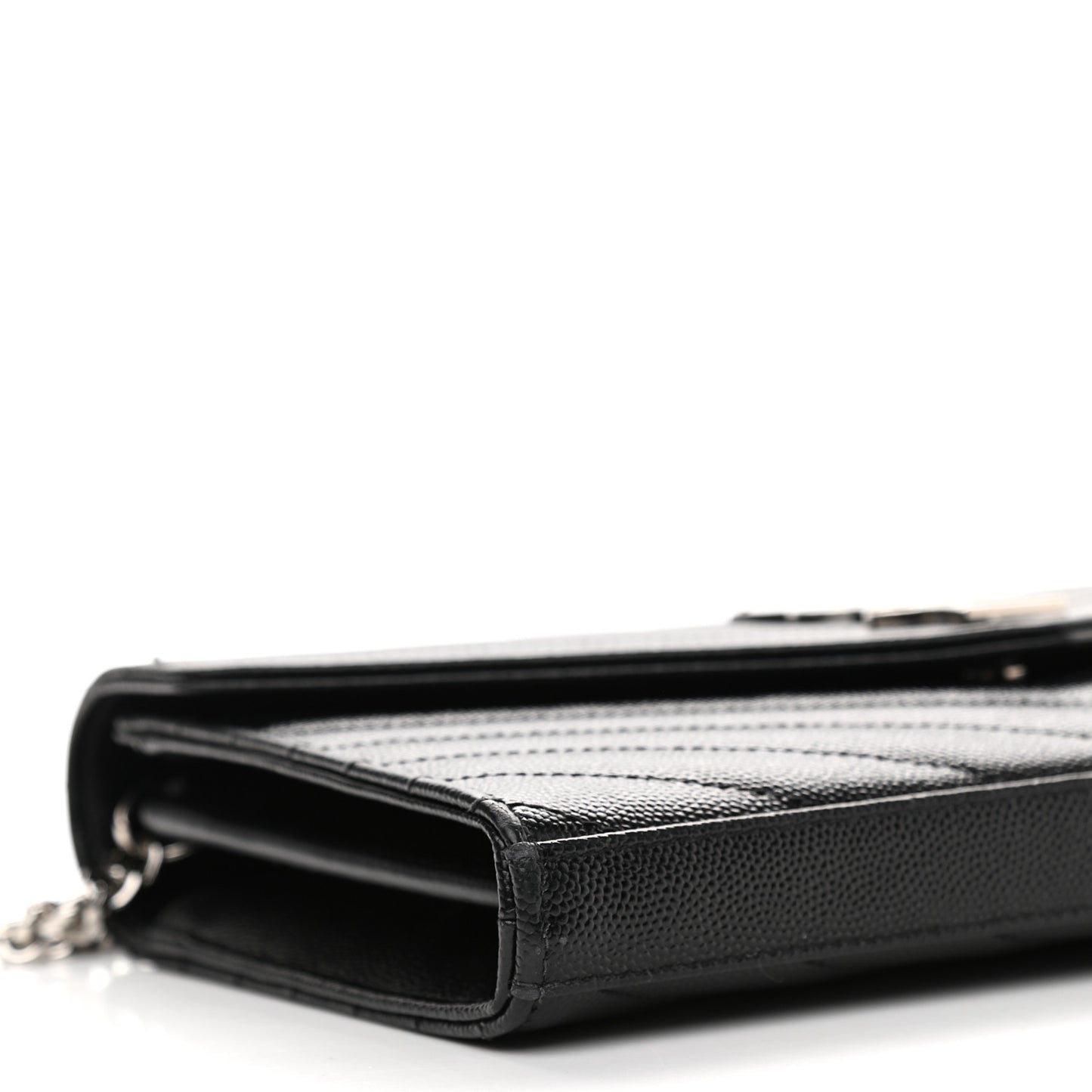 Grain De Poudre Matelasse Chevron Monogram Chain Wallet Black