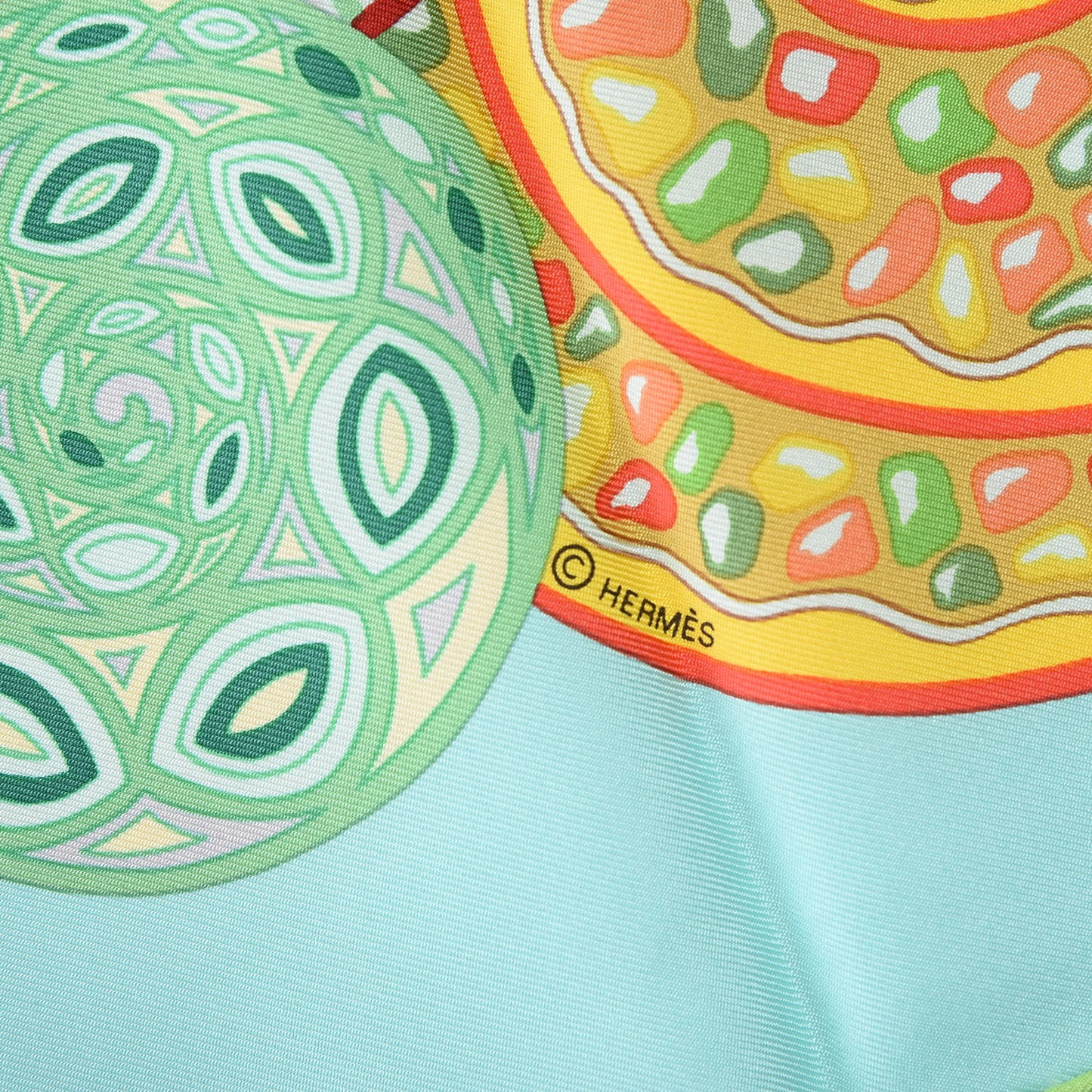 Silk Reves d'Escargots Scarf 90 Aqua Vert Juane